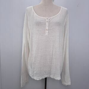 Amina Rubinacci Linen Long Sleeve Henley Shirt Made in Italy sz 52 Modest Beachy